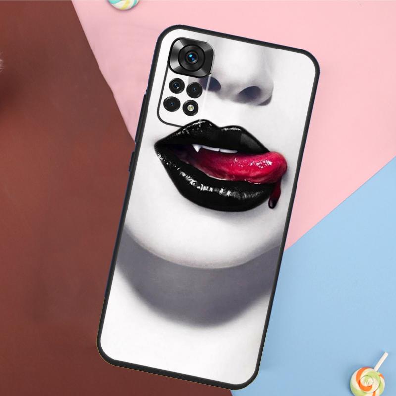 Sexy Vampire Lips Cover For Xiaomi Redmi Note 14 13 12 9 10 11 Pro 9S 10S 11S 12S Redmi 14C 10C 12C 13C Case