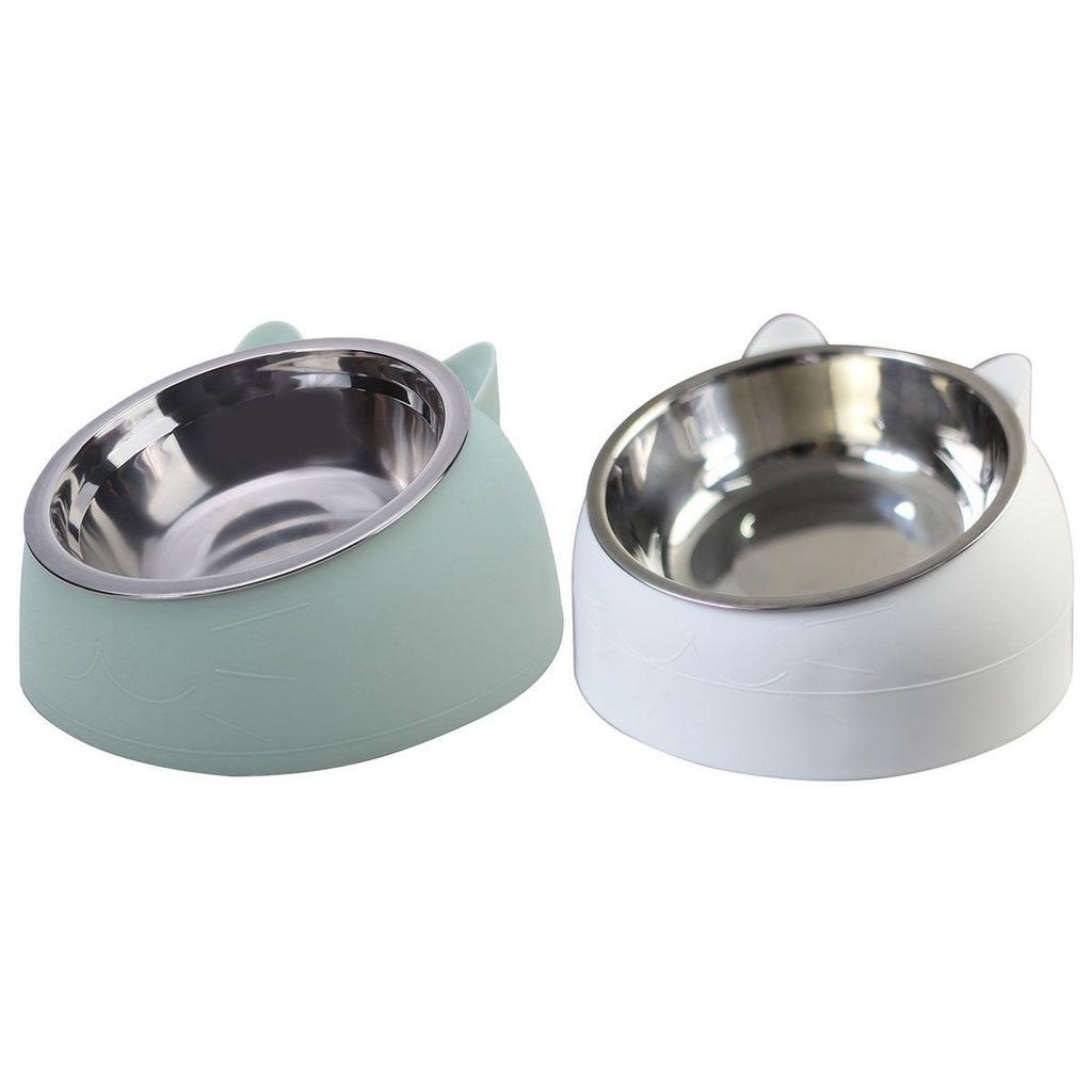 Popular Slanted Stainless Steel Pet Bowl - Detachable, Washable, Anti-Spill Design for Cats & Dogs.
