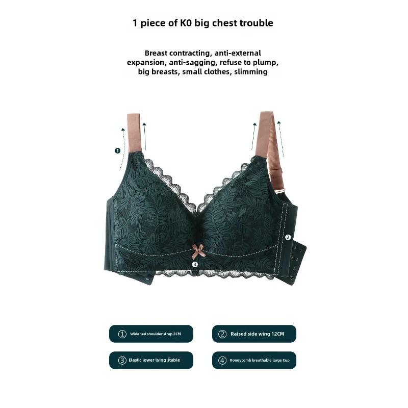 Sutien anti-lăsare pentru busturi mari Sutien pentru femei Stil cupă subțire pentru Suport Confort Sutien Sexy din Dantela Dimensiuni Mari