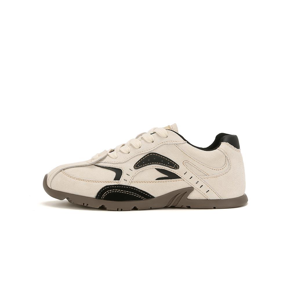 

Cowhide version Su Yinyin, the same Korean trainee color matching lace-up to increase the height, leisure sports moral training shoes, women s Forrest 35