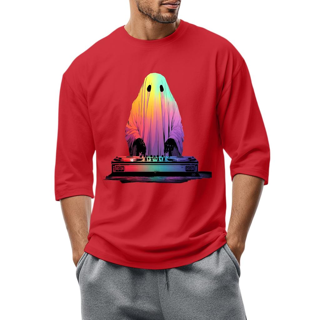 Men'S Round Neck Three-Quarters Sleeve Top Casual Fashion T-Shirt