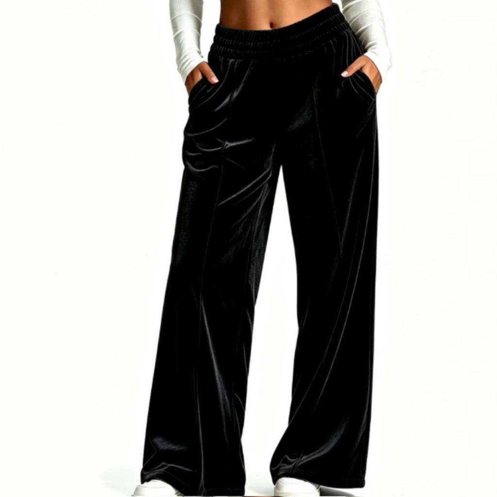 Damen Samt Schlaghose für Herbst und Winter, Lässige, lockere, fallende Hose für den Weg zur Arbeit