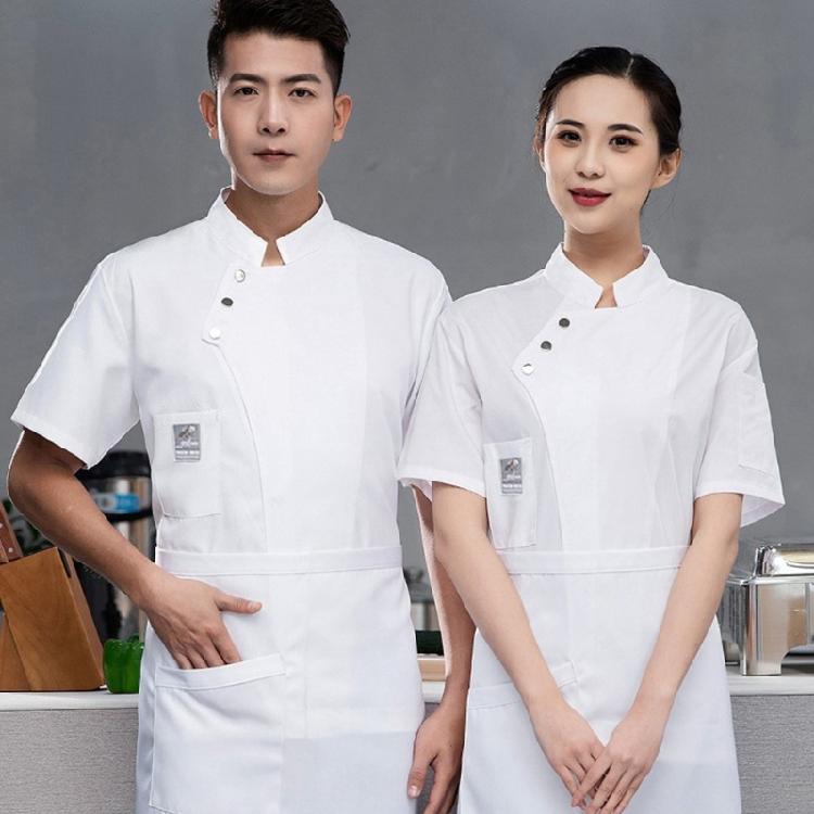 Unisex Arbeitsjacke Küche Kurzarm Knopfleiste Leicht Kochjacke Restaurantbekleidung