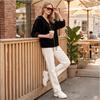 Giacca da donna con cappuccio, zip frontale e tasche, a maniche lunghe, per abbigliamento casual