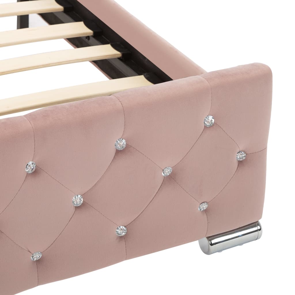 Pink Velvet Bed Frame 160 X 200 Cm