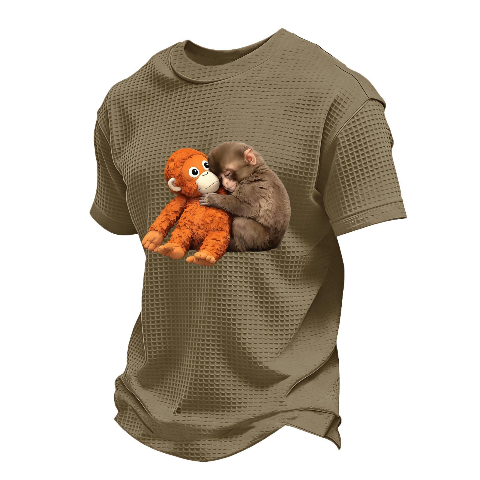 Men s Casual Round Neck Lightweight Breathable Short-Sleeve Top S хаки