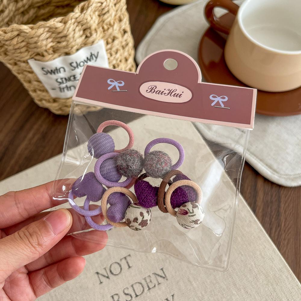 Neue Kinder lieben Karomuster Rundes Bohnen Haarband Gummiband Basic Hochelastisches Gummiband Kinder Einfaches Haarband