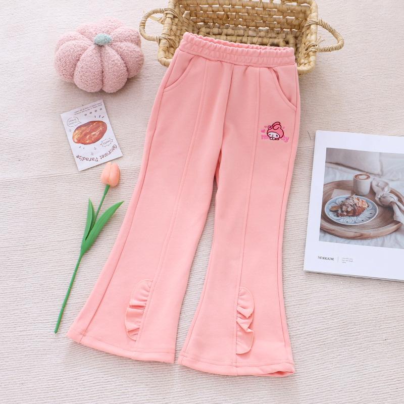 Girls Autumn Flared Casual Pants with Cartoon Print Trendy Sweatpants 100