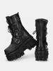 Fashion Punk Style Women Boots Lace-up Heel Height Platform Shoes Woman Gothic Ankle Rock Boots Metal Decor Man And Woman Sneakers 2025