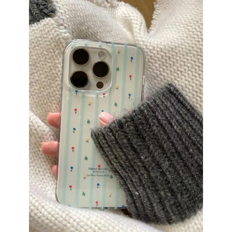 Ins Japan and South Korea Full Screen Flower iPhone17promax Mobile Phone Case Is Suitable for Apple 16promax White Background Imd Case
