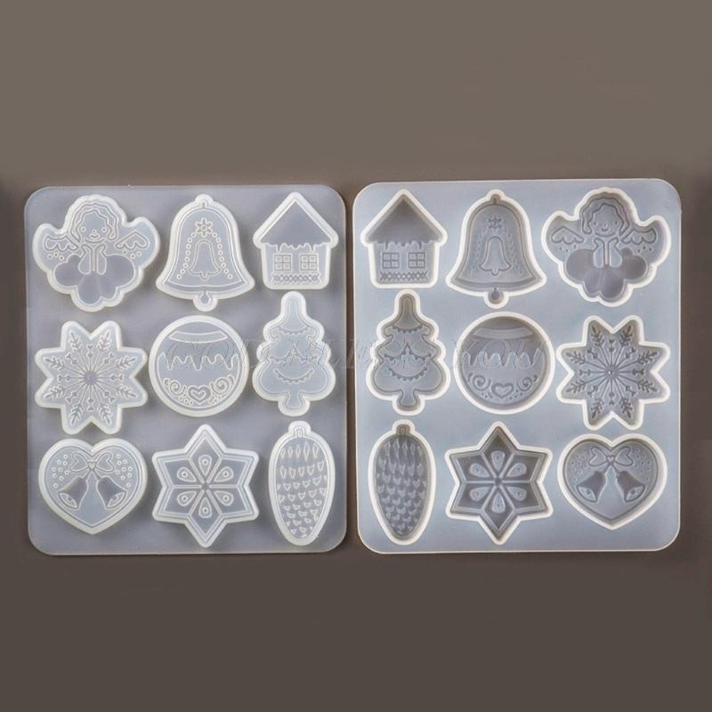 Christmas DIY Crystal Epoxy Mold Christmas Tree Snowflake Elk Pendant Silicone Mold Keychain Listing Jewelry Silicone Resin.