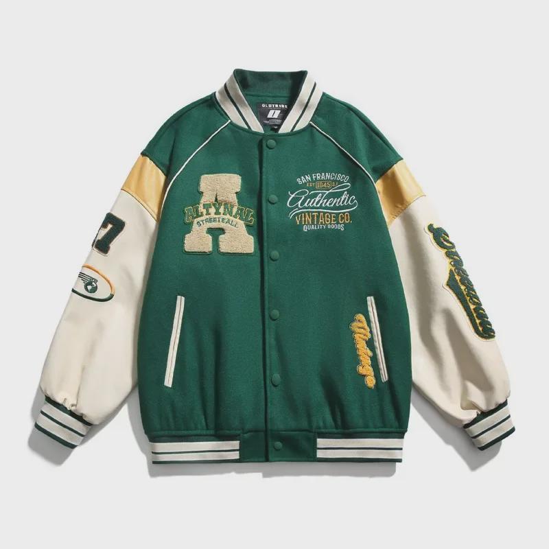 Jaqueta de Beisebol Masculina Estilo Coreano com Contraste de Cores Primavera/Outono 2024 - Look Americano Moderno que Combina com Tudo