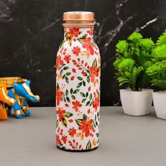 Copper Water Bottle 500 ML With Anti Oxidant Properties | Diwali Gifts for Family and Friends 100% Copper Water Bottle (Orange, 500 Ml)