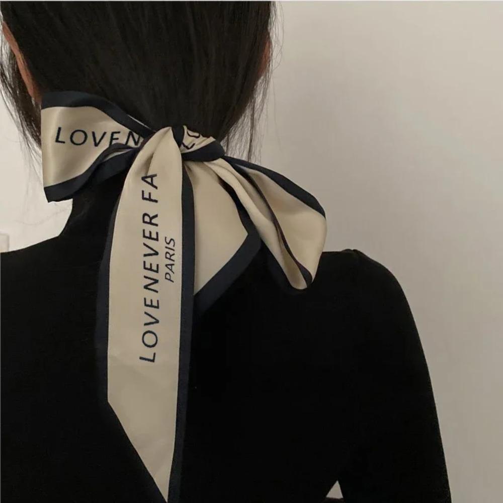 Fashion Printing Letter Hair Ribbons French Elegant Long Headband Bag Strap Accessories Girls Bow Knot Long Hair Scarf HairBand