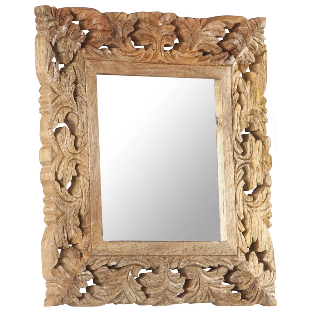 Mirror Hand Carved Brown 50x50 cm Solid Mango Wood
