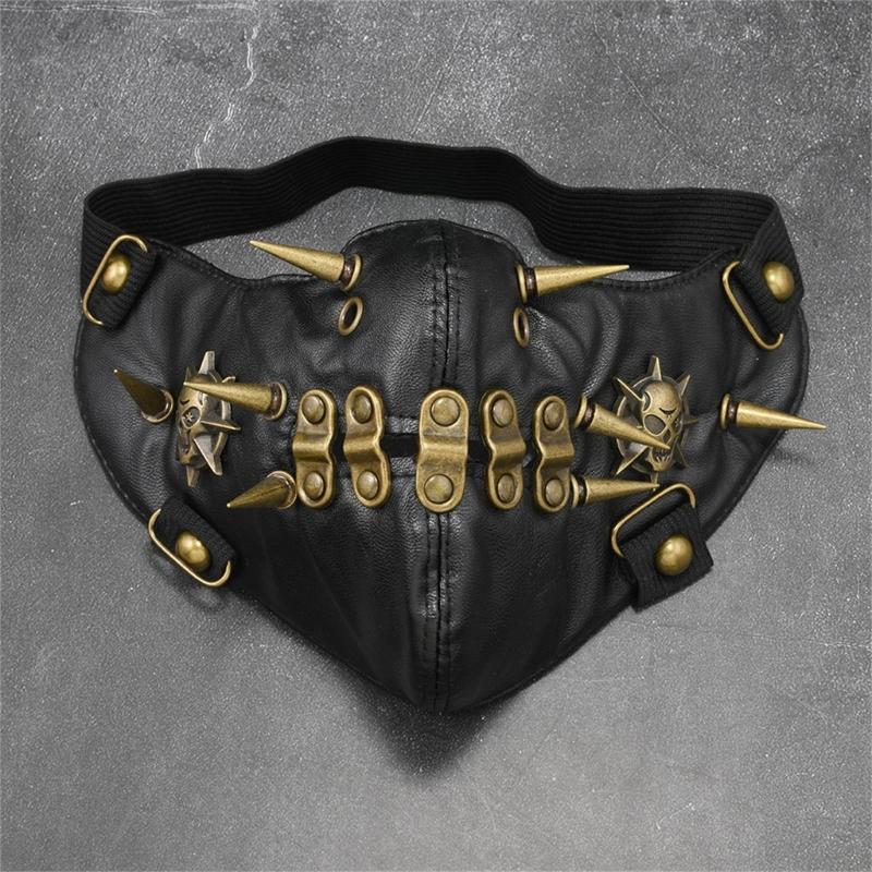 Gothic Punk Spiked Skull Face Mask Stylish costume Accessory Face Covering for Halloween Event and Themed Performances