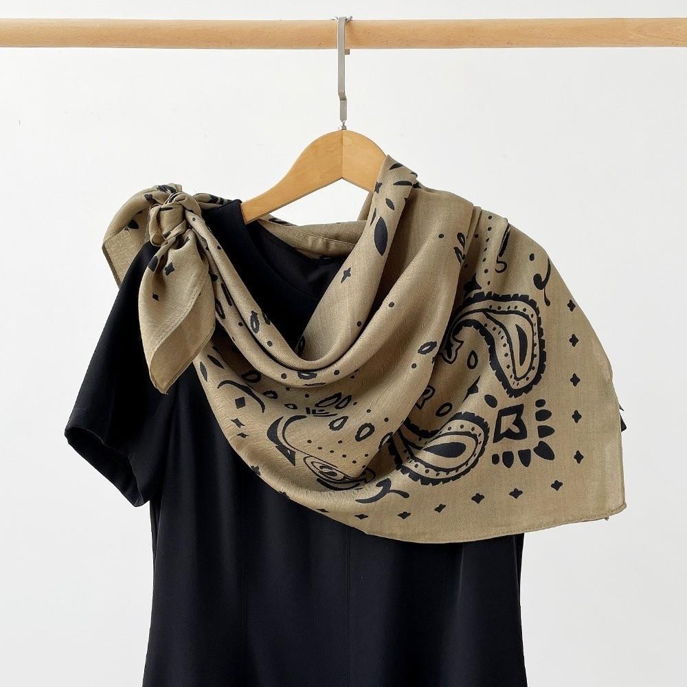 Breathable Square Scarf Korean Style Square Handkerchief Retro Cashew Nut Print Silk Scarf Female