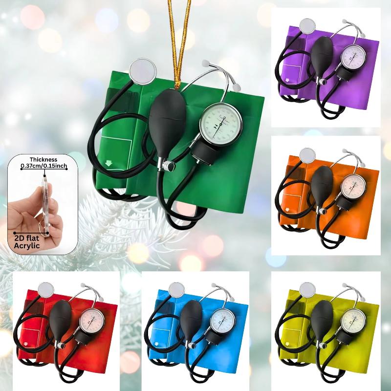 Aesthetic Blood Pressure Monitor Acrylic Keychain 1Pcs 2D Pendant Durable Key Ring for Backpack Medical Staff Gift