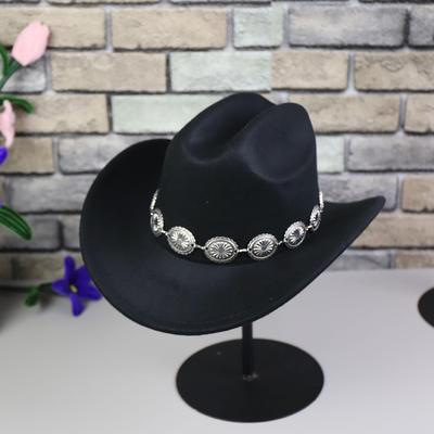 Csúcsminőségű Retro Cowboy Kalap Fém Lánccal és Nagy Karimával