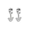 Korean Hip-Hop Bear Titanium Steel Earrings: Cute, Cool, Trendy, Versatile Bean Studs & Ear Clips Accessories.