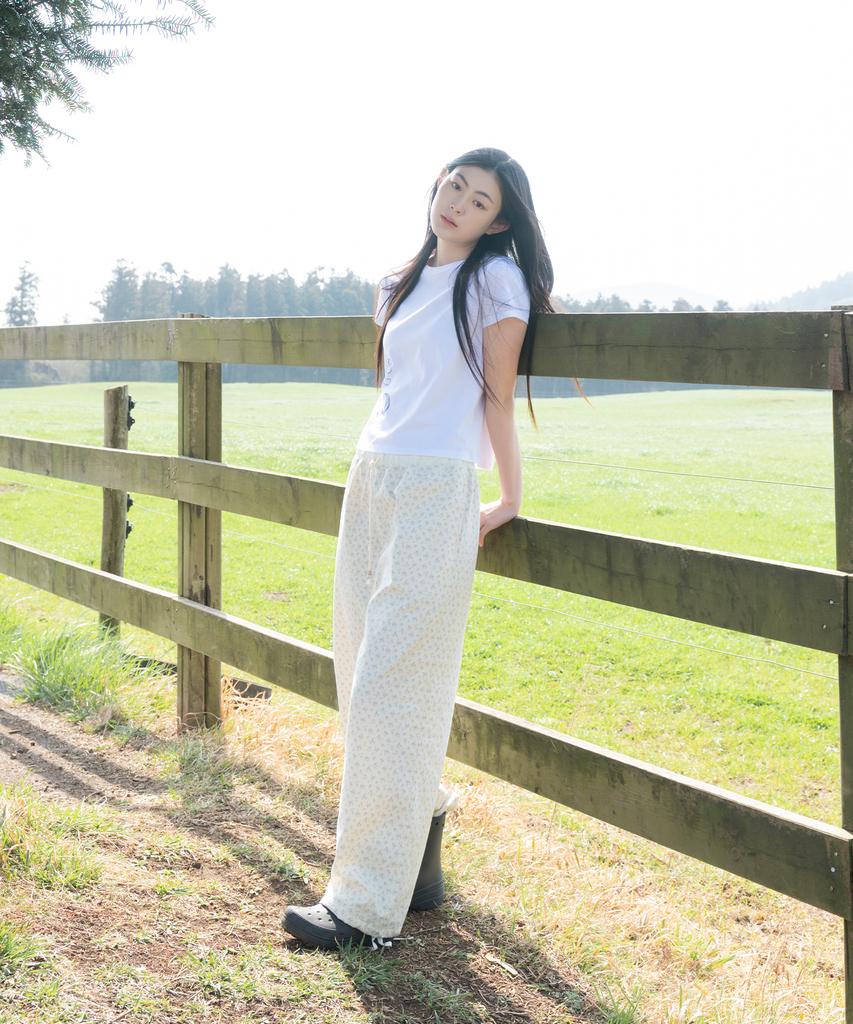 Ohesio Floral Wide Banding Pants, White