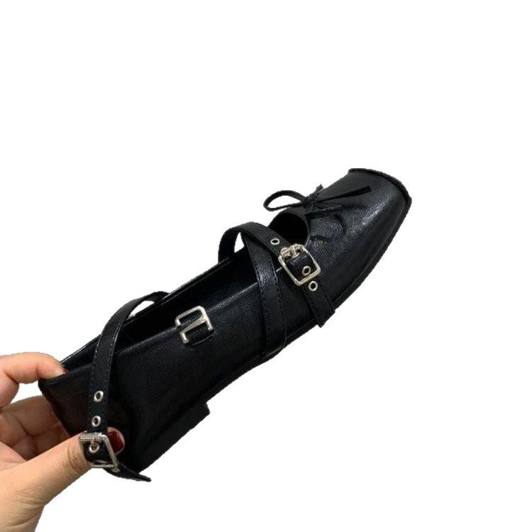 Retro niche design flat bottom square head single shoes women's 2025 autumn new ballet shoes white Mary Jane women's shoes
