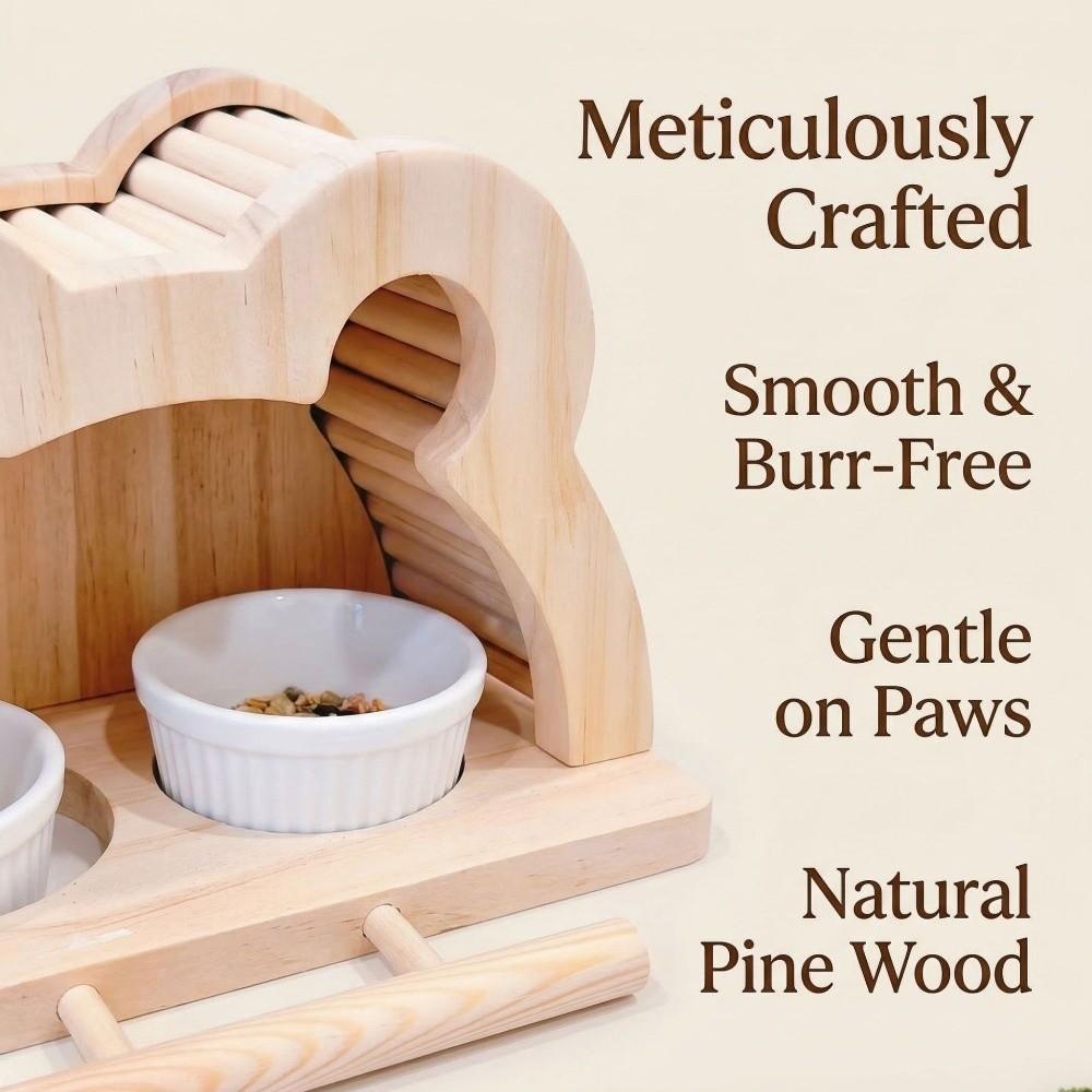 Splash-proof Wooden Bird Nest House Bite Resistant Double Bowls Observation House Large Capacity Water Feeder Bird Perch