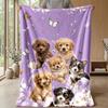 Puppies and Butterflies Garden Theme blanket Lightweight Warm Flannel Blanket Decorative Throw Blanket for Home Decoration