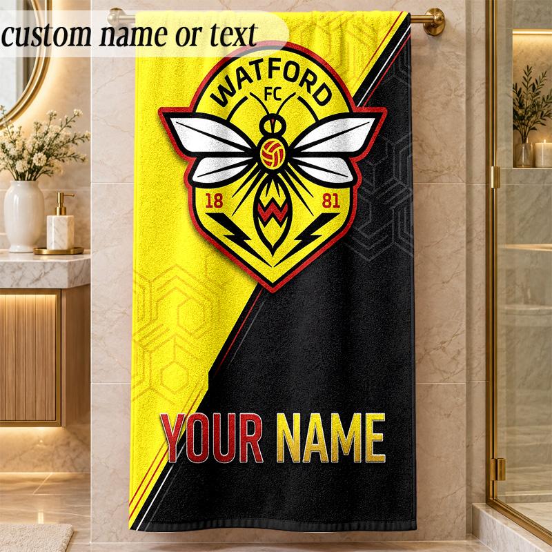 Beach TowelWatford FC Custom Name Text Personalized Soft Towel for Beach Pool Indoor Home Decor Gift