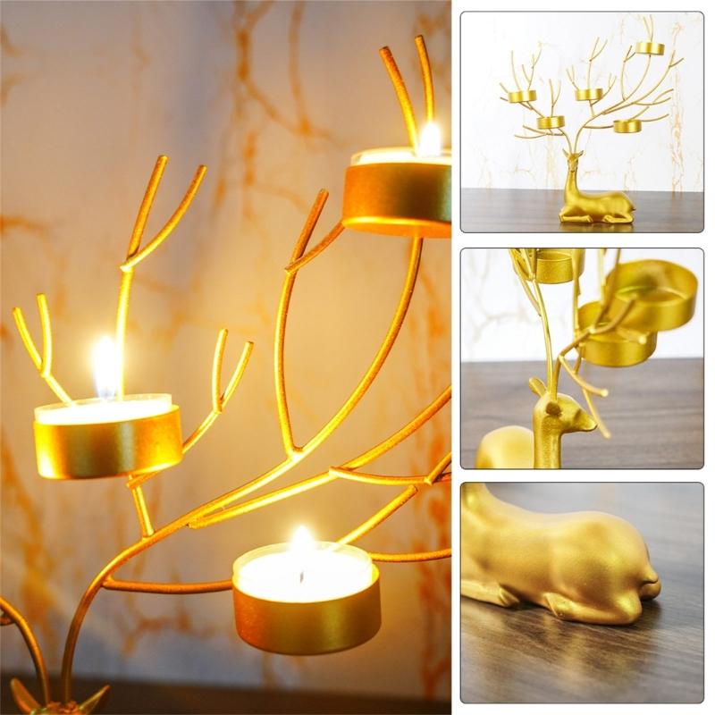 Elk Candlesticks Iron Deer Candle Holder Christmas Decors Metal Wedding Candelabra for Table Centerpieces Desktops