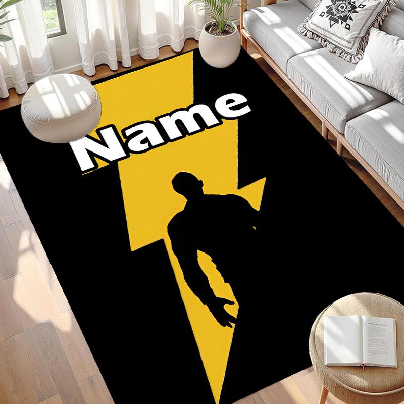 Custom Name Personalized Black Adam Print Carpet, Versatile Home Decor Rug, for Playroom, Apartment, Balcony, Entryway, Hallway Gift
