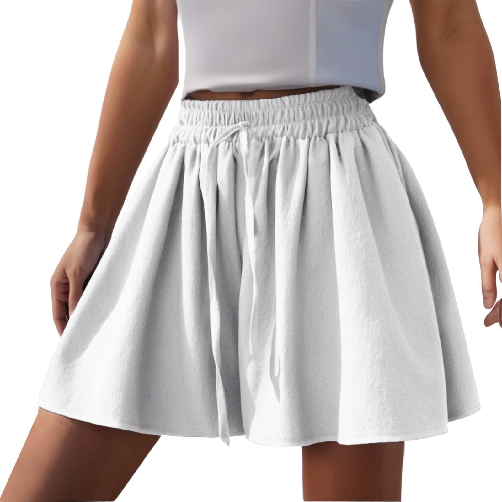 

Женские шорты с высокой талией и шнурком до колена, эластичные удобные шорты с карманами XL белый