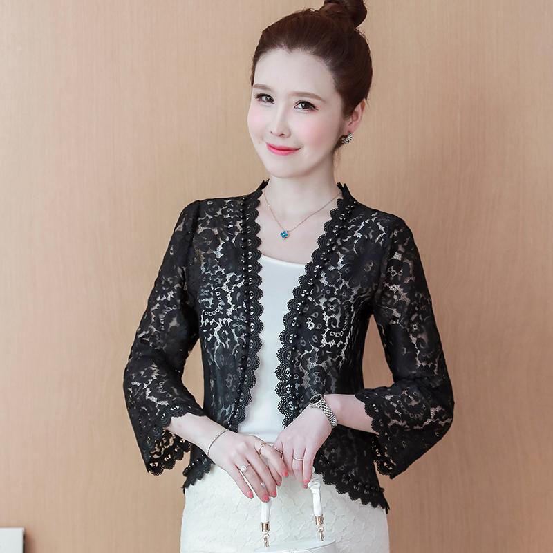Fashion 2023 Summer New Beaded Lace Cardigan Short Jacket Women Coat J138