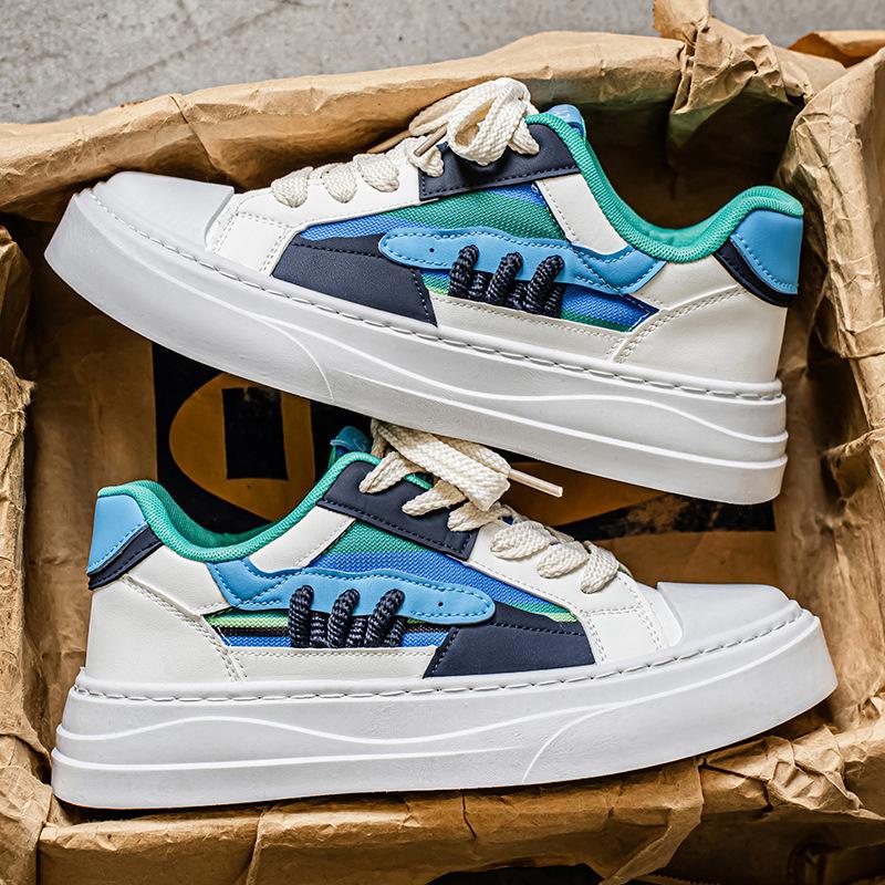 Fashion Men's Retro Sneakers Color Block Chunky Sole Minimalist Design Comfortable Casual Shoes for Teens Autumn 2025 New Trendy