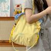 Korean version niche handheld cloth bag student color matching drawstring bundle shoulder bag ins wind large capacity lightweight messenger bag