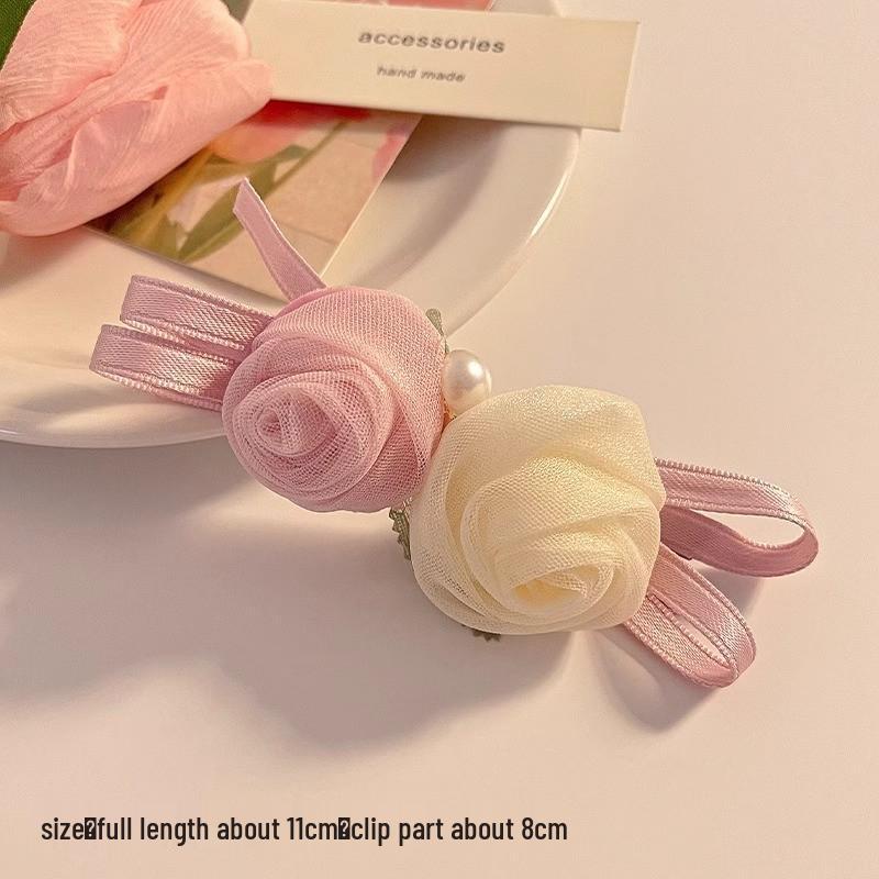 Große Farbverlauf Seidenrose Haarspange - 3D Blumendesign für Frauen, Perfekt für Fotos am Meer