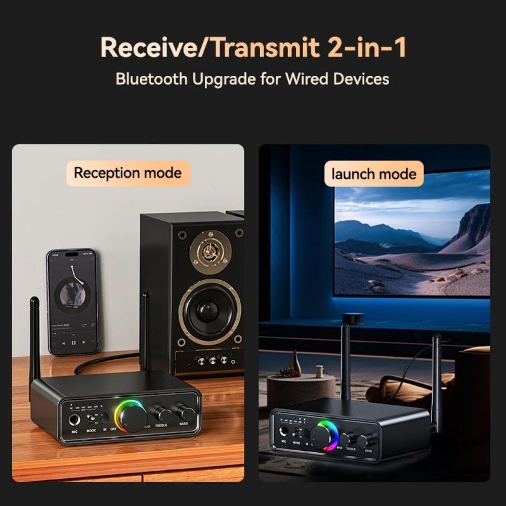 Bluetooth 5.3 DAC Converter Wireless Audio Receiver Transmitter Coaxial Optical 192KHz Digital to Analog Adapter with MIC