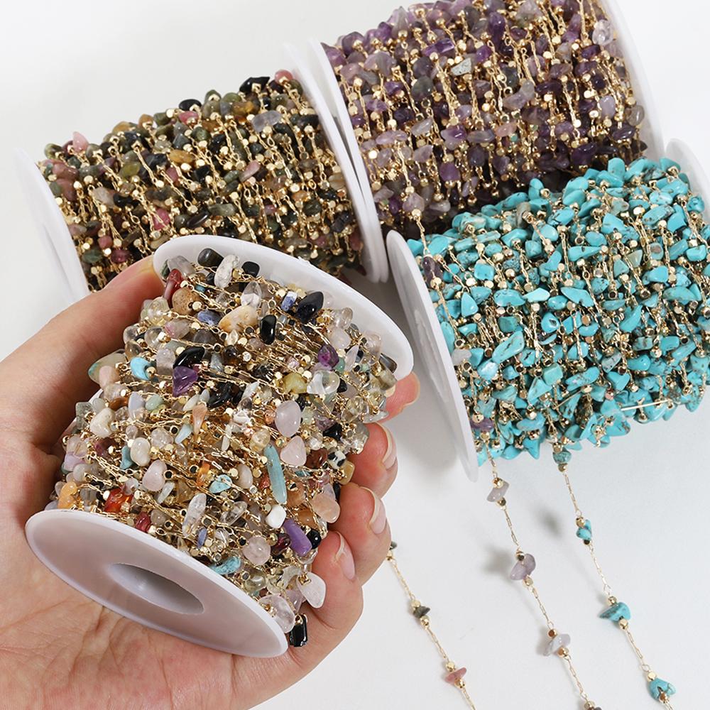 1meter Bohemian Crystal Irregular Stone Beads Beaded Chain for Handmade Bracelet Necklace Jewelry Making DIY Curtain Decoration