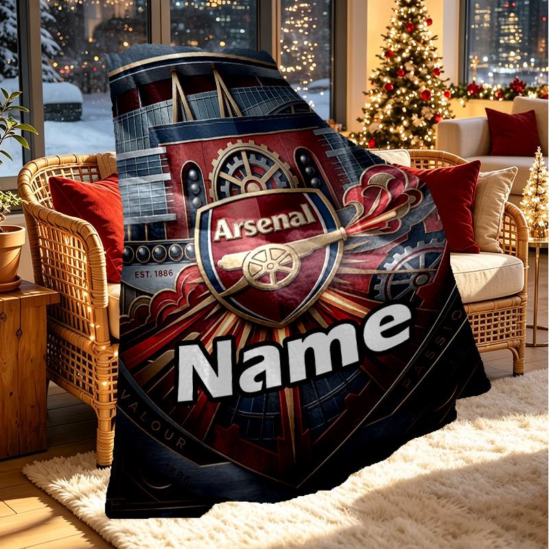 Custom Name Personalized Arsenal F.C Print Blanket, Home Decor, Bedroom, Sofa, Camping, Couch, Gifts for Birthday Christmas