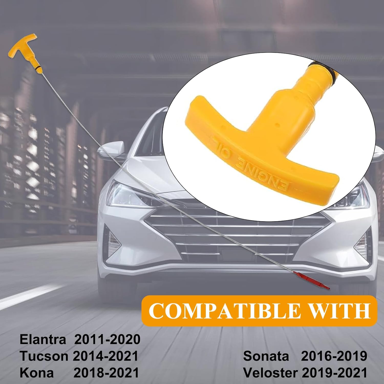 Масляный щуп двигателя, совместимый с Hyundai Elantra 2011-2020 | Tucson 2014-2021 | Kona 2018-2021| Sonata 2016-2019 | Veloster 2019-2021 Заменить масло