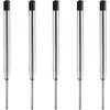 HeTaoCat Black Ink Refill Pack of 5, Replaceable Ballpoint Pen Refills, Medium Point Metal Refil (Black)