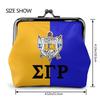 Sigma Gamma Rho 1922 SGR Print Mini Leather Purse Small Change Pouch with Kiss-Lock Clasp Closure Buckle Wallet for Women Gifts
