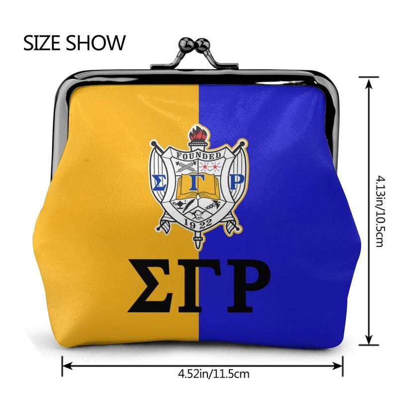 Sigma Gamma Rho 1922 SGR Print Mini Leather Purse Small Change Pouch with Kiss-Lock Clasp Closure Buckle Wallet for Women Gifts