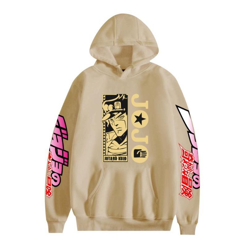 Japanese Anime JOJO Bizarre Adventure Printed Hoodie with A Fluffy Lining Man Sweatshirts Long Sleeve Fashion Female Streetwear