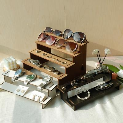 Wood Step Display Stand Hair Clip Bracelet Watche Storage Rack Figure Doll Jewelry Showcase Earrings Rings
