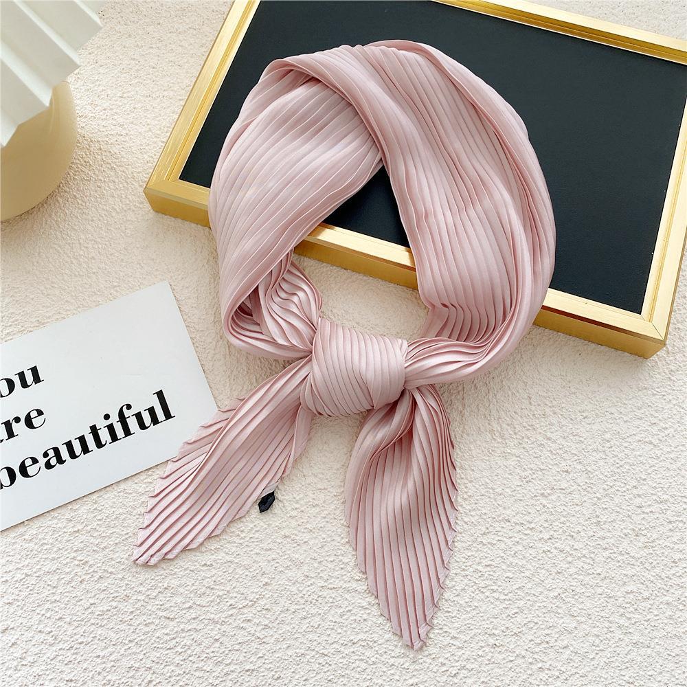 Luxury Silk Shawl Square Scarfs For Women Fashion Pleated Scarf Muslim Hijab Wraps Female Neckerchief Lady Crinkled Hair Scarf