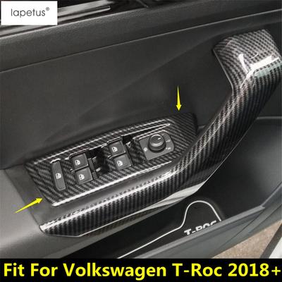 Car Door Armrest Window Switch Control Panel Cover Trim Carbon Fiber Interior Accessories For Volkswagen T-Roc T Roc 2018 - 2025
