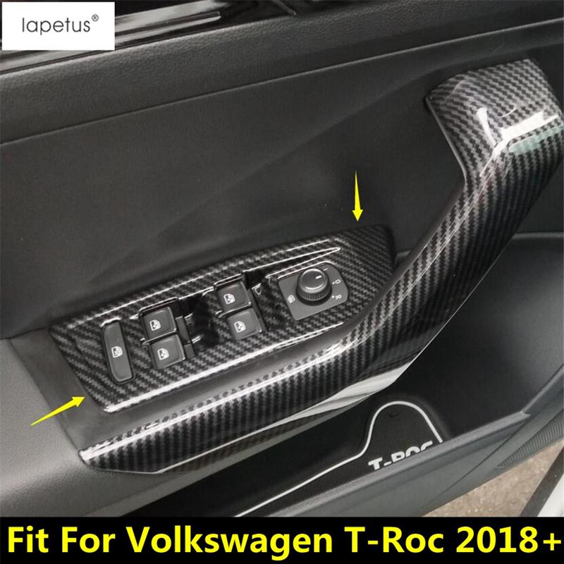 Car Door Armrest Window Switch Control Panel Cover Trim Carbon Fiber Interior Accessories For Volkswagen T-Roc T Roc 2018 - 2025
