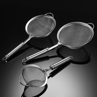 304 Stainless Steel Mesh Colander Multi-specification Round Handle 30 Mesh Frying Oil Filter Kitchen Hot