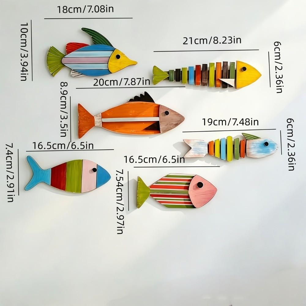 Vintage Coastal Style Fish Ornaments Nautical Style Fish Pendant Set Living Room